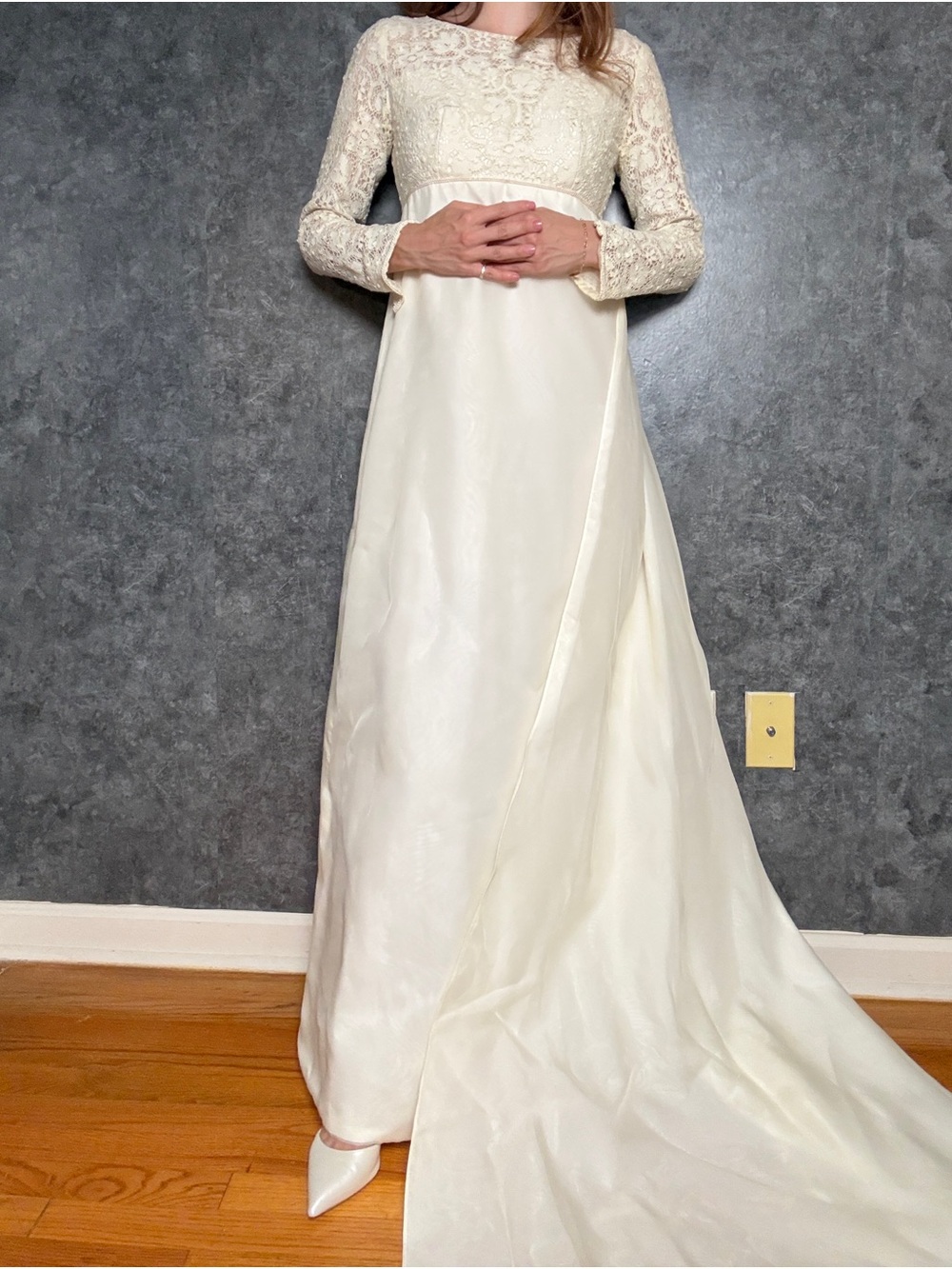 Vintage Carol Gowns by Mr. Walter — 1960s Wedding Dress with Watteau Train